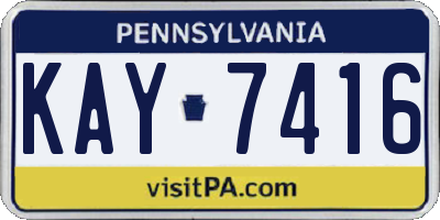 PA license plate KAY7416
