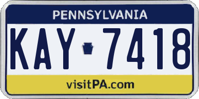 PA license plate KAY7418