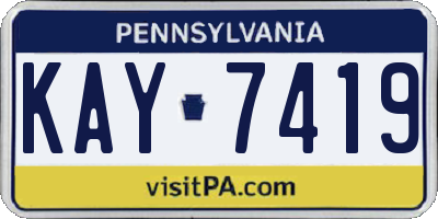 PA license plate KAY7419