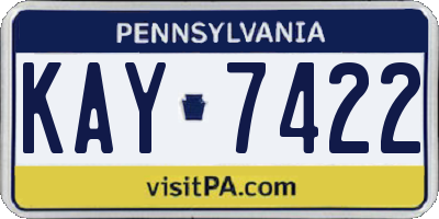 PA license plate KAY7422