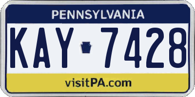 PA license plate KAY7428