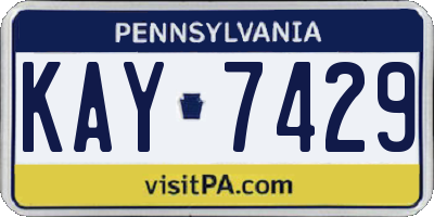 PA license plate KAY7429