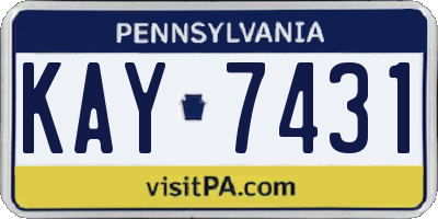 PA license plate KAY7431