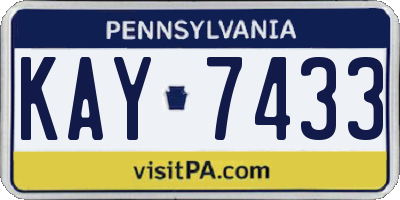 PA license plate KAY7433