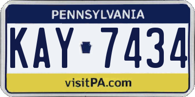 PA license plate KAY7434