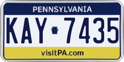 PA license plate KAY7435