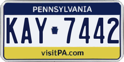 PA license plate KAY7442