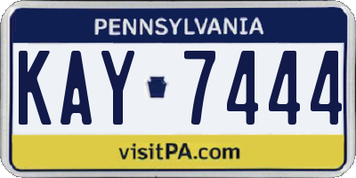 PA license plate KAY7444