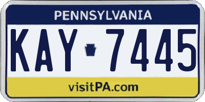 PA license plate KAY7445