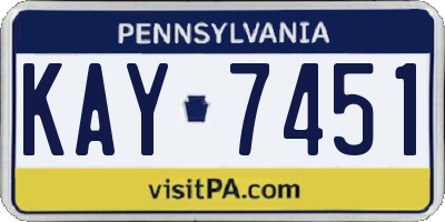 PA license plate KAY7451