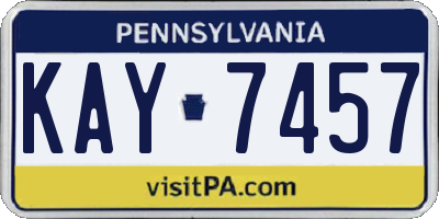 PA license plate KAY7457
