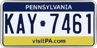 PA license plate KAY7461