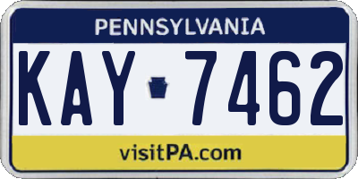 PA license plate KAY7462