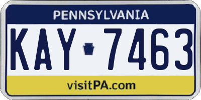 PA license plate KAY7463