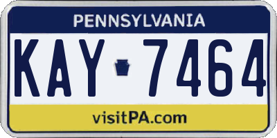 PA license plate KAY7464