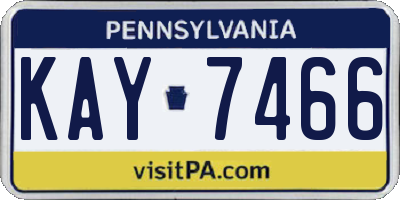 PA license plate KAY7466