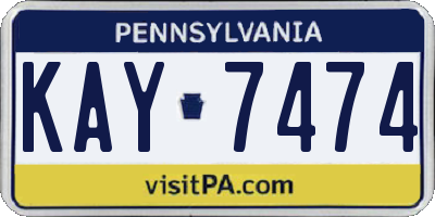 PA license plate KAY7474