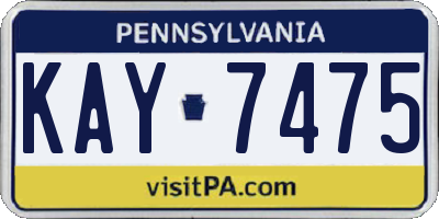 PA license plate KAY7475