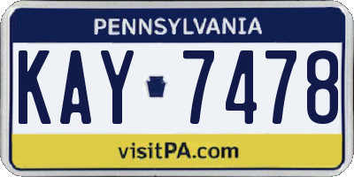 PA license plate KAY7478
