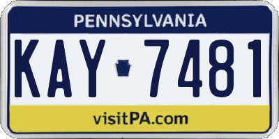PA license plate KAY7481