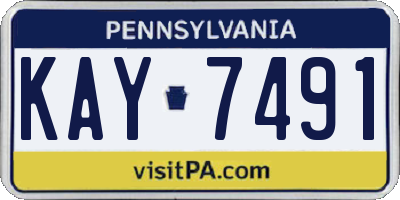 PA license plate KAY7491