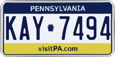 PA license plate KAY7494