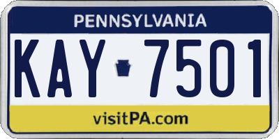 PA license plate KAY7501