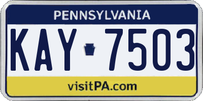 PA license plate KAY7503