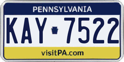 PA license plate KAY7522
