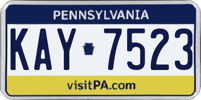 PA license plate KAY7523