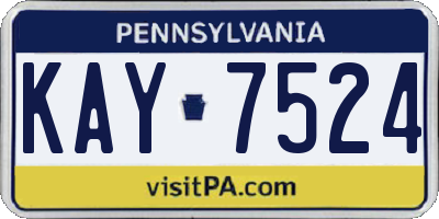 PA license plate KAY7524