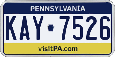 PA license plate KAY7526