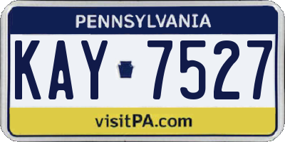 PA license plate KAY7527