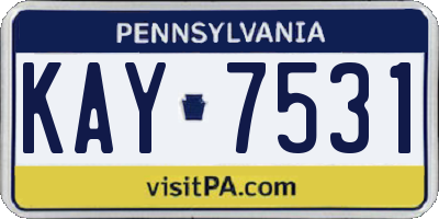 PA license plate KAY7531