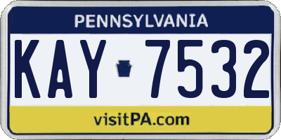 PA license plate KAY7532
