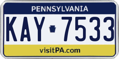 PA license plate KAY7533