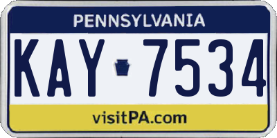 PA license plate KAY7534