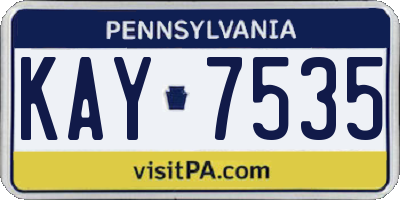 PA license plate KAY7535