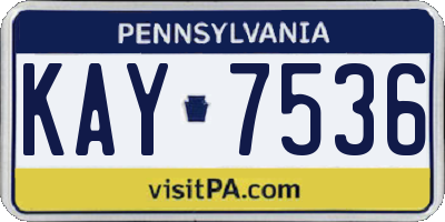 PA license plate KAY7536