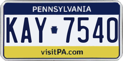 PA license plate KAY7540