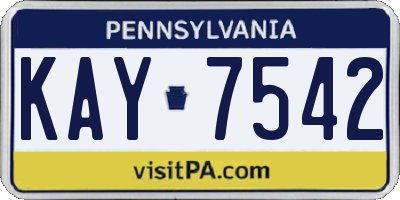 PA license plate KAY7542