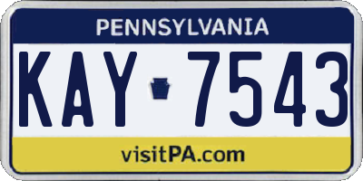 PA license plate KAY7543