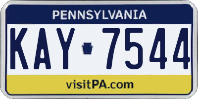 PA license plate KAY7544