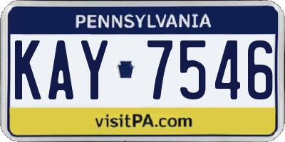 PA license plate KAY7546