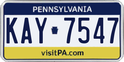 PA license plate KAY7547
