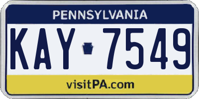 PA license plate KAY7549