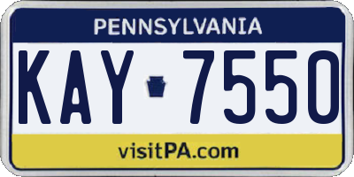 PA license plate KAY7550
