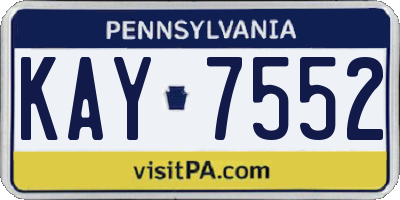 PA license plate KAY7552