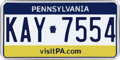 PA license plate KAY7554