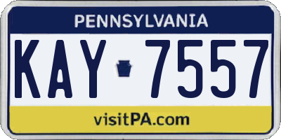 PA license plate KAY7557